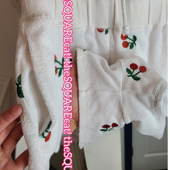 🍒 2 piece SET! Betsey Johnson cherry fruit embroidery hoodie & strapless romper - Picture 6 of 15